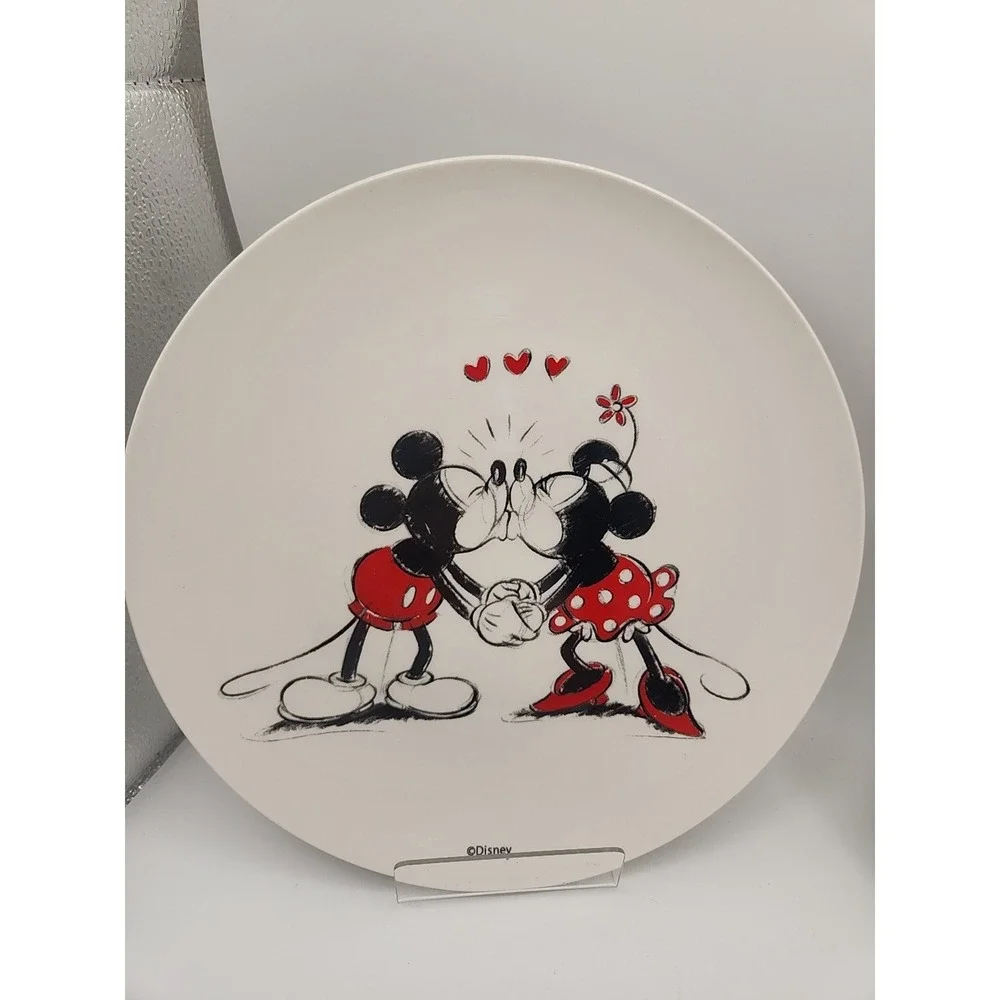 Disney Minnie & Mickey Kissing Dinner Plate Plus Minnie Dinner Plate